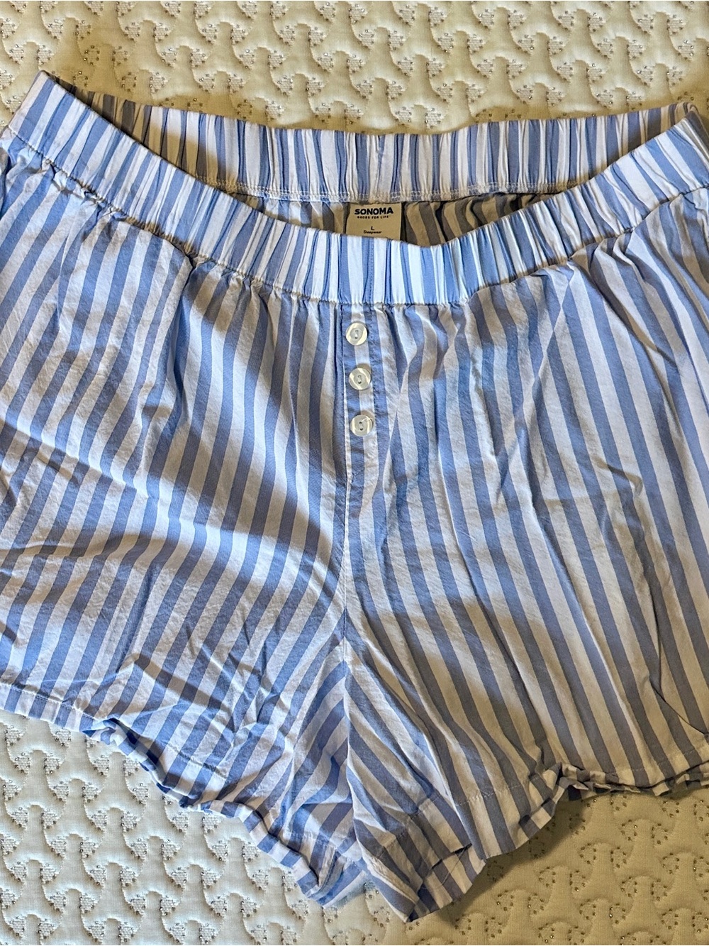 Sonoma Blue and White Striped Sleep Shorts